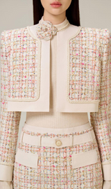 Carlin patchwork Tweed Jacket in pink