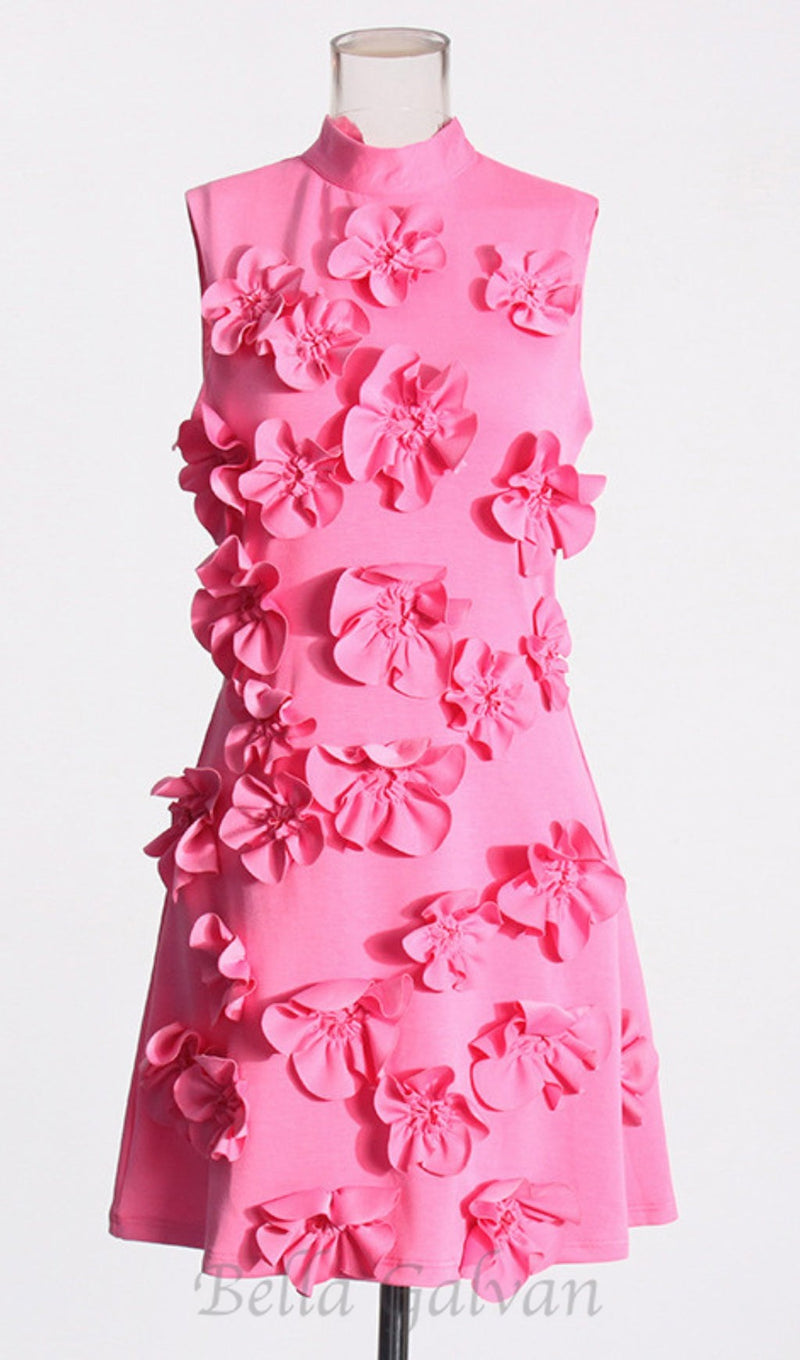 CANDICE FLORAL APPLIQUÉ MINI DRESS IN PINK