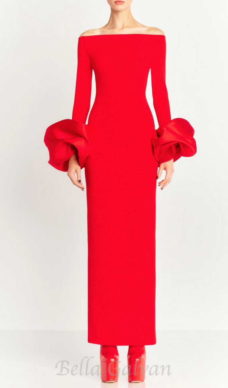 Olindan Off Shoulder Maxi Dress in Red