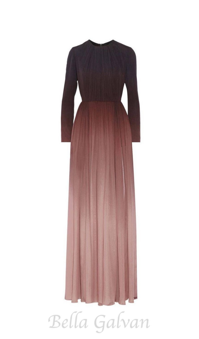 ELLEN GRADIENT COLOR RUNCHED MAXI DRES