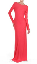 Candice long sleeve backless maxi Dress in red