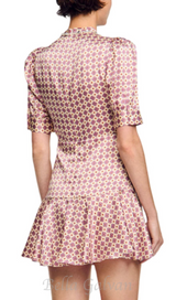 JAYANI PRINTED PUFF SLEEVE MINI DRESS IN PINK