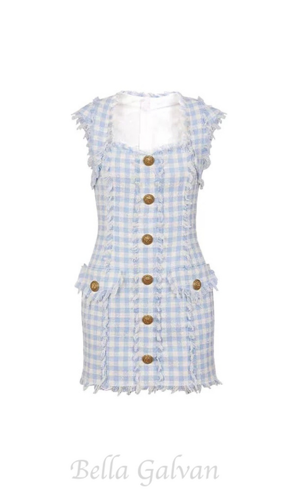 Blue White Gingham Mini dress