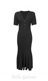 DOLORES BLACK POINTELLE MIDI DRESS