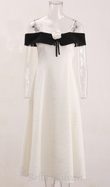 ATALANTA TEXTURED PLEATED SUSPENDER DRESS IN WHITE