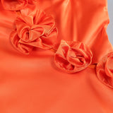 VERNA ORANGE 3D FLOWER DETAILED CUTOUT MAXI DRESS