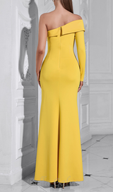 Brook off-shoulder bodycon midi dress in yellow