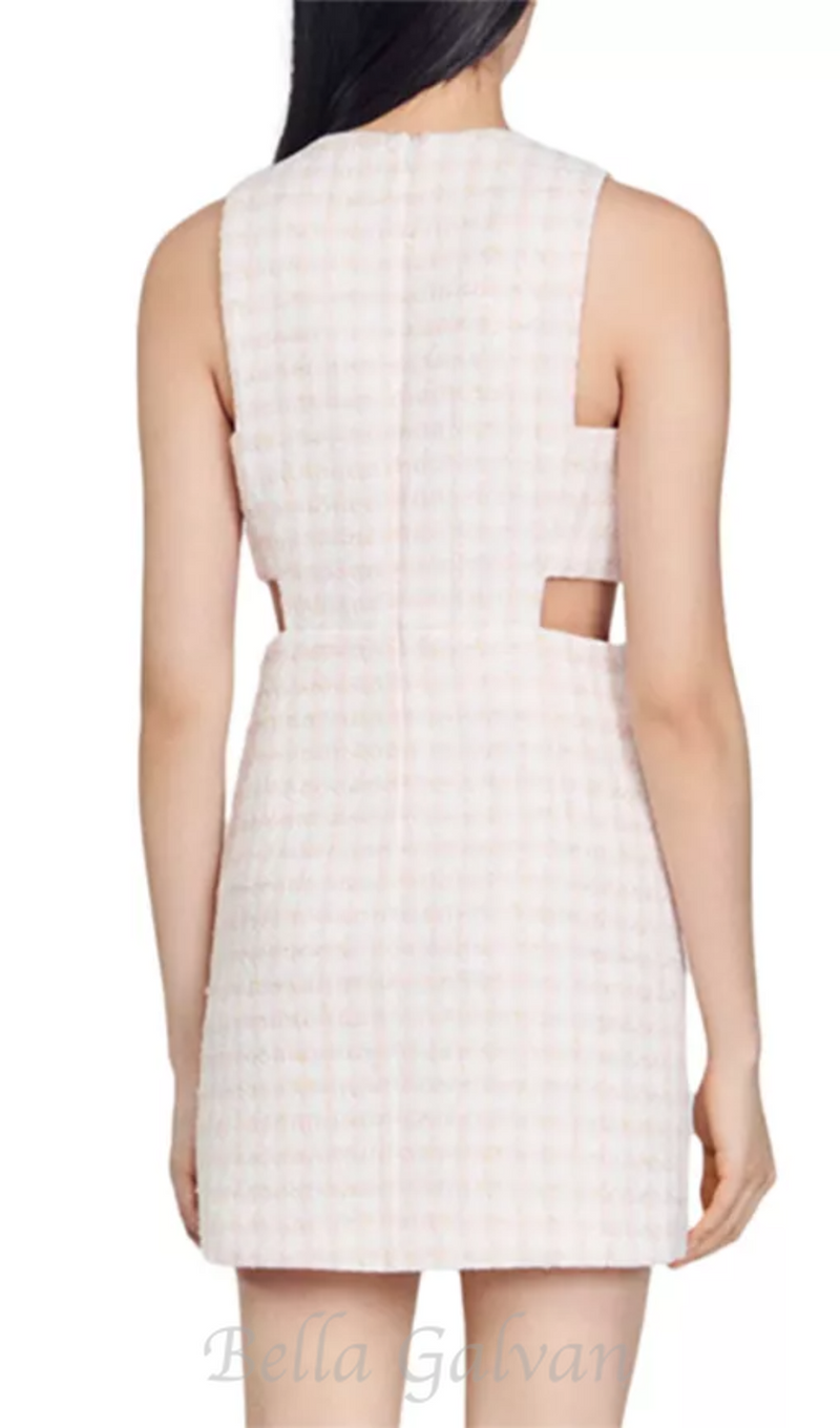 Sleeveless Cutout Pinafore mini Dress in light pink