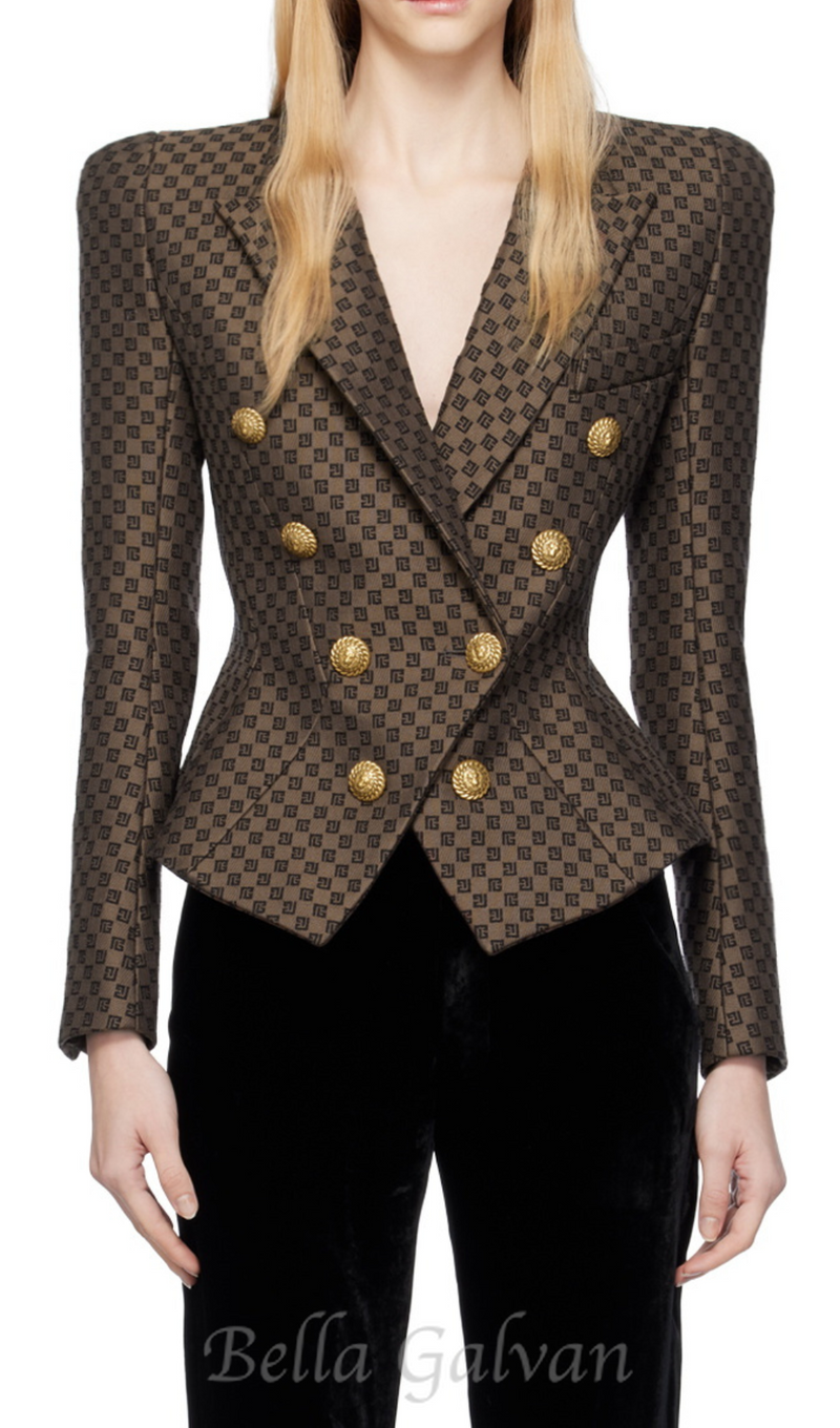 BELINDA MINI MONOGRAM BLAZER IN BROWN