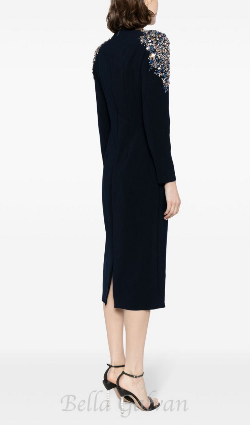 HARRIET MARTINI DROP CRYSTAL-EMBELLISHED MIDI DRESS