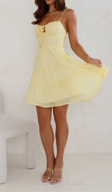 calista strap mini dress in yellow