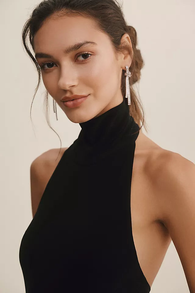 Open-back Stretch-jersey Halterneck Maxi Dress in Black