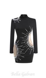 Camille pearl-embellished mini dress in black