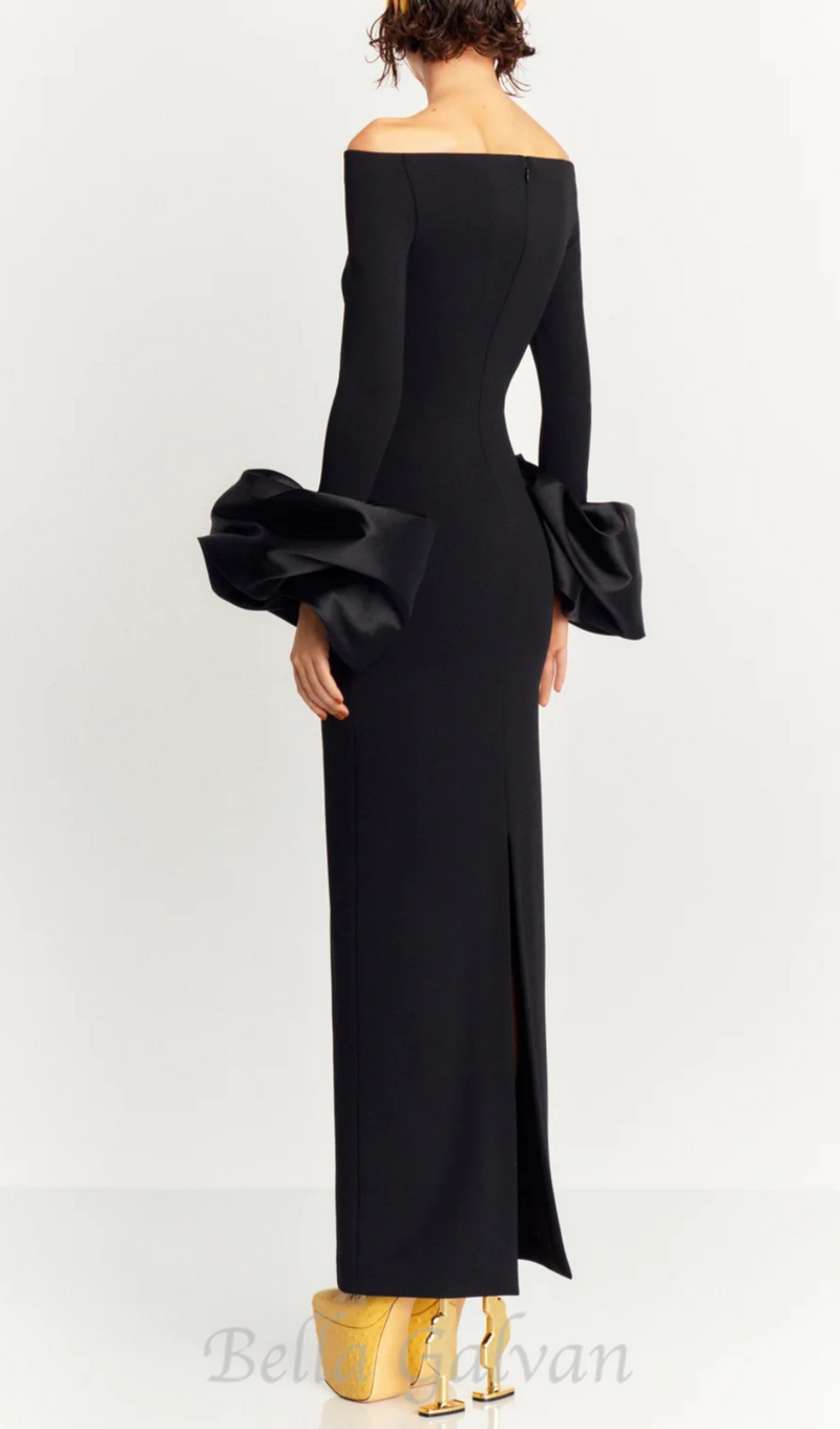 Olindan Off Shoulder Maxi Dress in Black