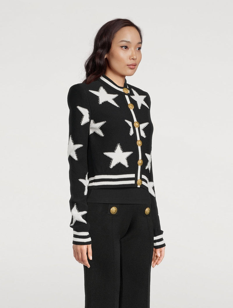 Star Jacquard black Cardigan