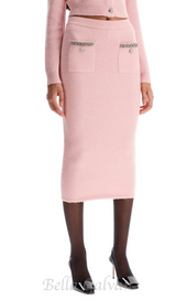 knitted midi skirt in Pink