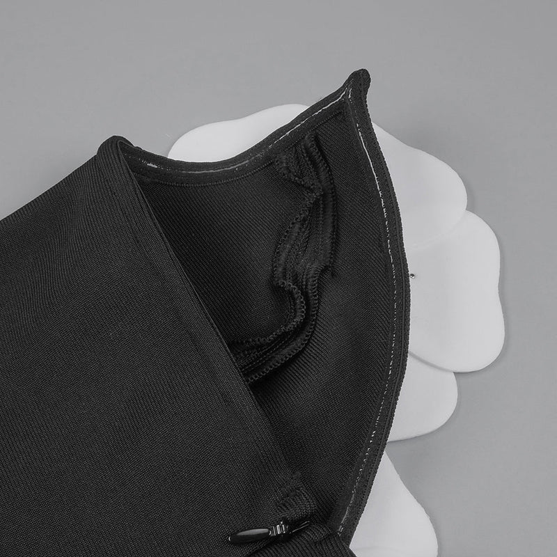WHITE FLOWER EMBELLISHED MAXI DRESS IN BLACK