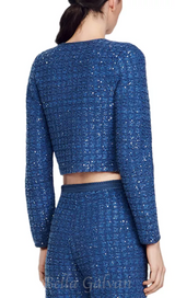 Palm Cropped Blazer in blue