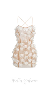 flower embellished Mini Dress in white