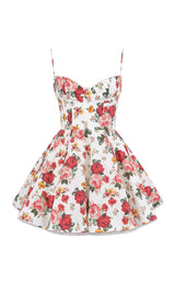 FLORAL BUSTIER A-LINE MINI DRESS