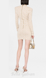 GRACE APRICOT MONOGRAM-JACQUARD MINI DRESS