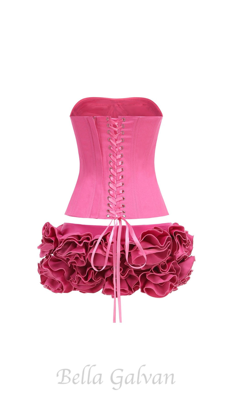 CLEGG PINK CORSET FLOWER TWO-PIECE SET