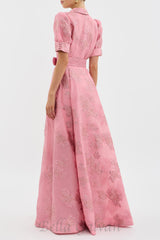 Annette floral embellished Button Gown in pink