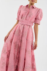 Annette floral embellished Button Gown in pink