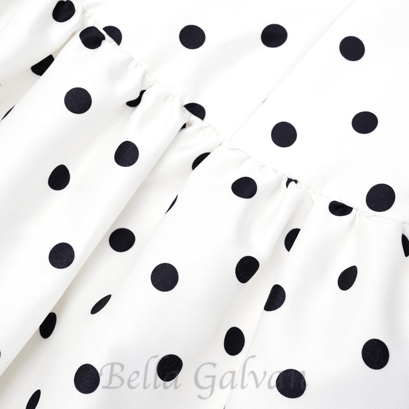 ULA CREAM POLKA DOT TAFFETA MIDI DRESS