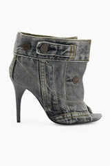 Alisson Denim Button Fish Mouth Sandal Bootie