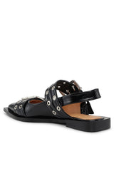 Anabella Buckle Ballerinas - Black