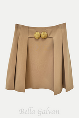 Asina Gold Buttoned Mini Skirt in Khaki