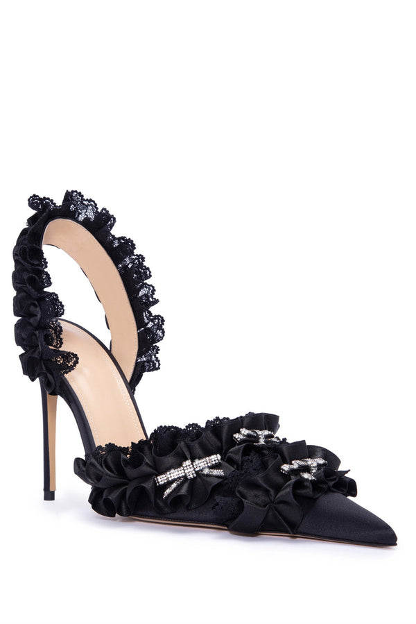 Avah Bow-embellished Slingback Pumps - Black