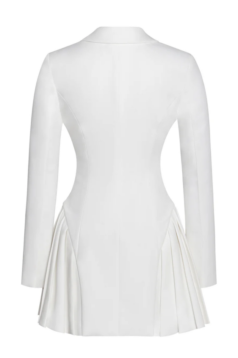 Beulah Pleate Blazer Mini Dress in White