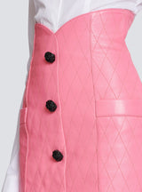 PINK TULIP MINI DRESS IN QUILTED LEATHER