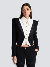 ELAINE CROPPED SIX-BUTTON CREPE JACKET