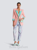 1-button double crepe two-tone jacket