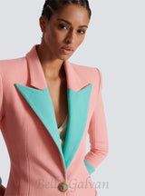 1-button double crepe two-tone jacket