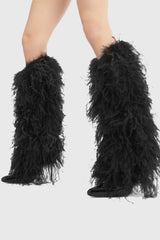 Danica Feather Knee-high Boots - Black