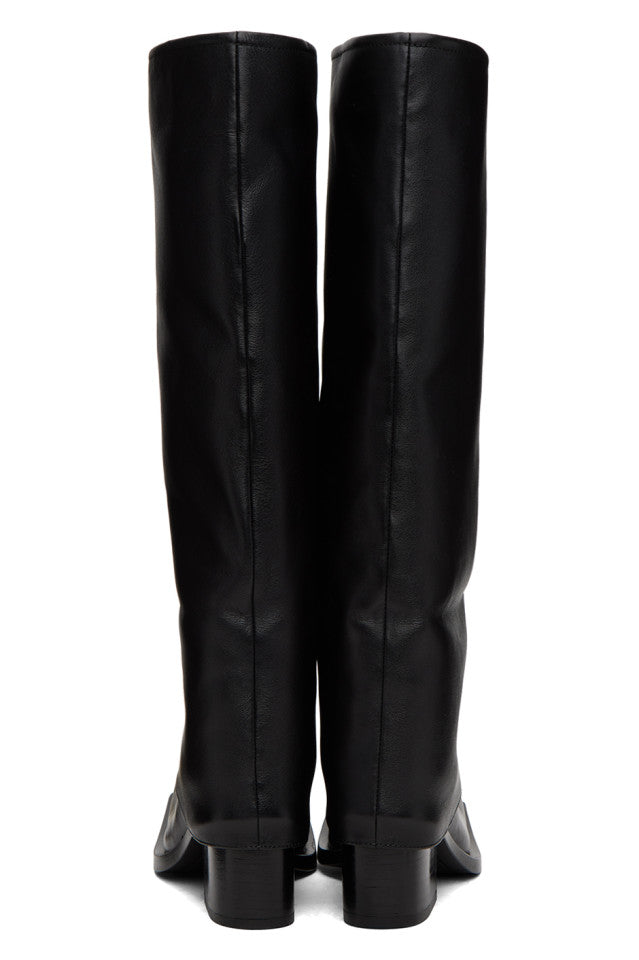 Danika Chunky Heel Metallic Trouser Boots - Black