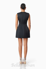 Maiara Diamante Mini Dress In Black