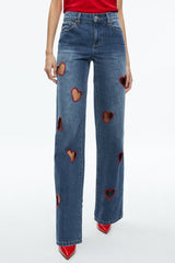 Elowen Heart Embroidered Cutout Jeans