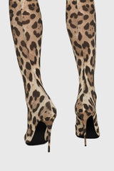 Giselle Leopard Print Thigh-high Boots