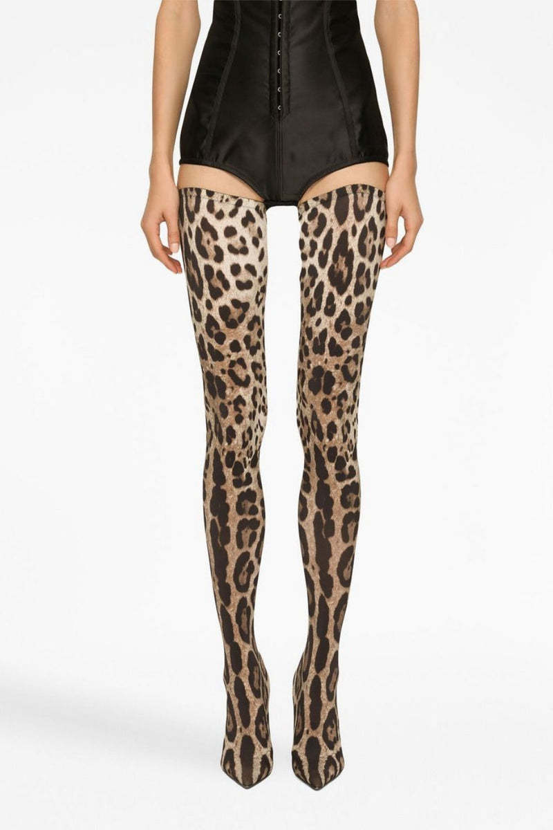 Giselle Leopard Print Thigh-high Boots