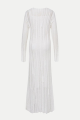 Hilaria Rose Handcrafted Knit Midi Dress in  White