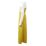 ARLENE YELLOW LONG SLEEVED CUT OUT SILK TAFFETA MIDI DRESS