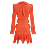 IRENE RHINESTONES EMBELLLISHED MINI DRESS IN ORANGE