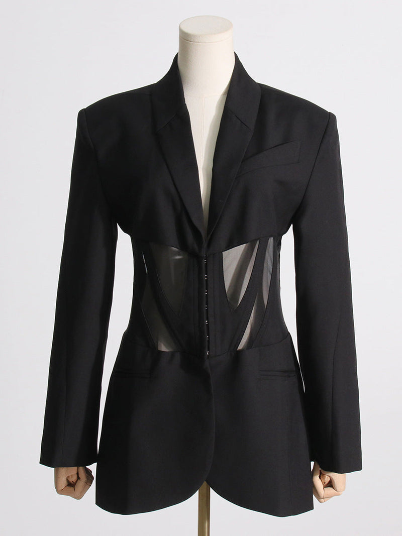 v-neck Corset Jacket in black