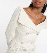 STEPHANIE WHITE BOUCLE BLAZER MINI DRESS