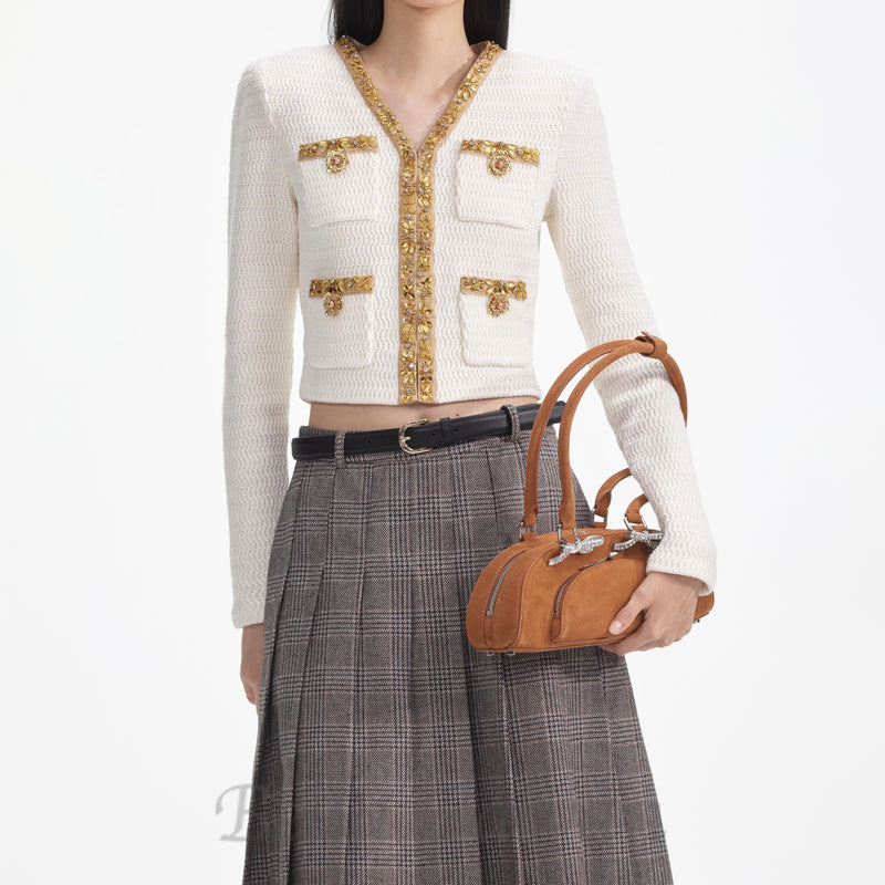 cream lurex knit cardigan